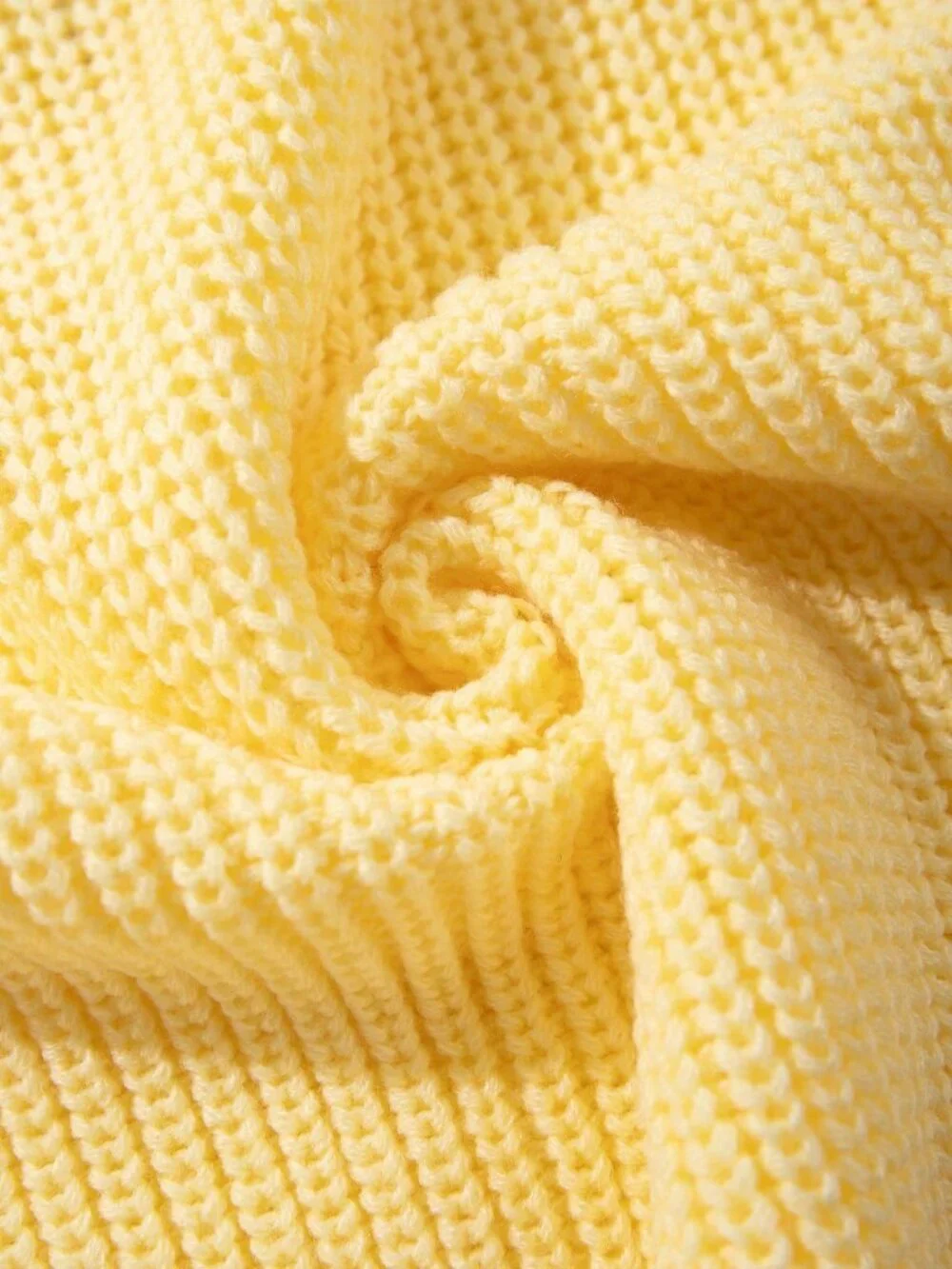 Yellow Women's Casual Stand Collar Pullover Long Sleeve Sweater